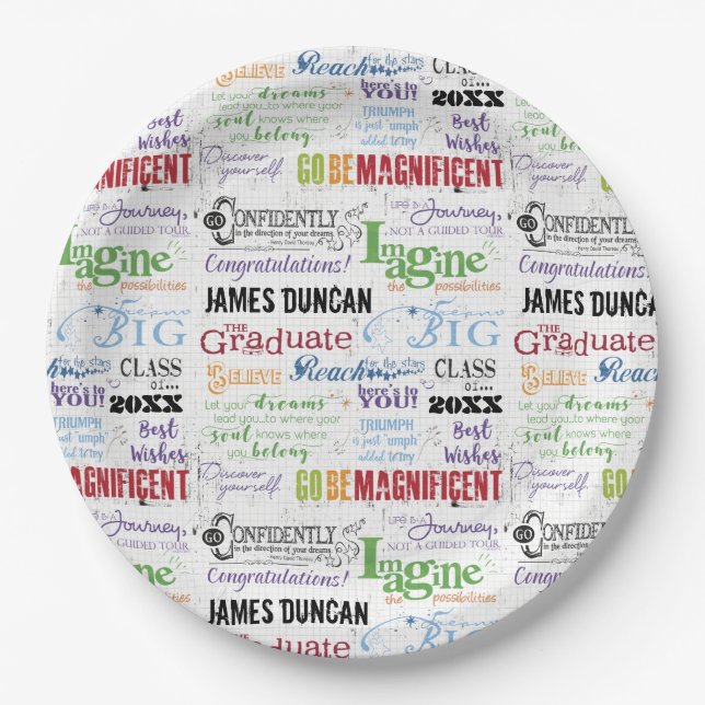 Personalized Graduation Word Art Paper Plates (Front)