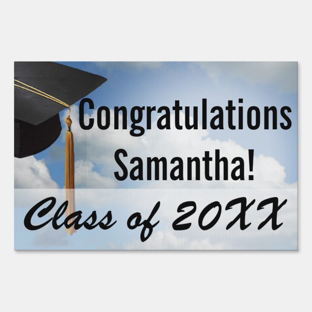 Personalized Graduation Yard Sign, Blue Sky Sign (Front)