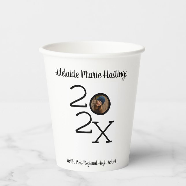 Personalized Graduation Year Custom Photo Party Paper Cups (Front)