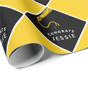 Personalized Graduation Yellow Gift Wrapping Paper
