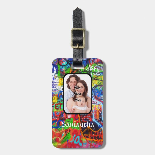 Personalized graffiti luggage tag (Front Vertical)