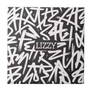 Personalized Graffiti Name Pattern — Custom Urban Ceramic Tile