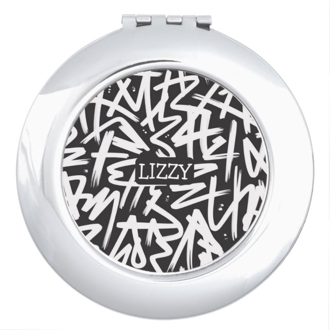 Personalized Graffiti Name Pattern — Custom Urban Compact Mirror (Front)