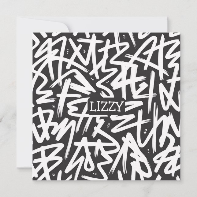 Personalized Graffiti Name Pattern — Custom Urban Invitation (Front)