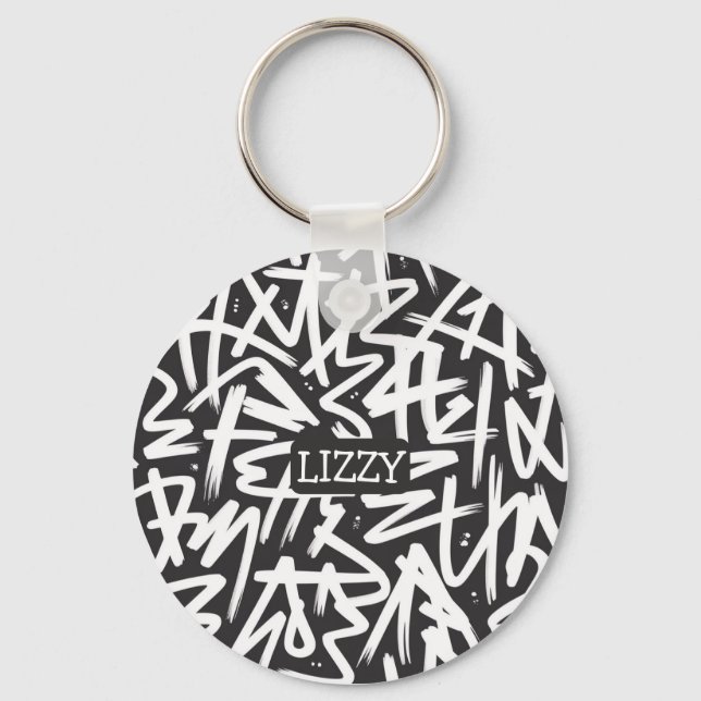 Personalized Graffiti Name Pattern — Custom Urban Keychain (Front)