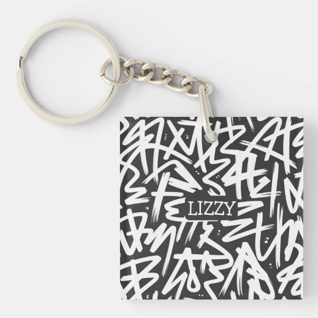 Personalized Graffiti Name Pattern — Custom Urban Keychain (Front)