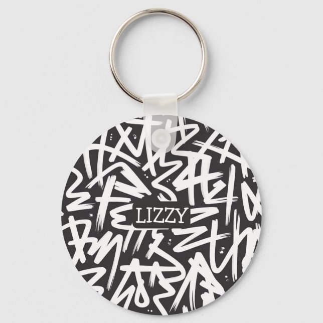 Personalized Graffiti Name Pattern — Custom Urban Keychain (Front)