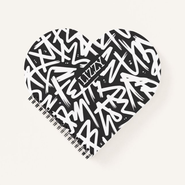 Personalized Graffiti Name Pattern — Custom Urban Notebook (Front)