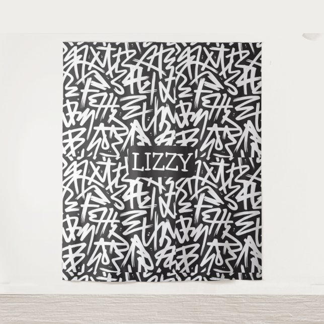 Personalized Graffiti Name Pattern — Custom Urban Tapestry (Front)