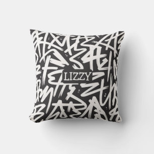 Personalized Graffiti Name Pattern — Custom Urban Throw Pillow