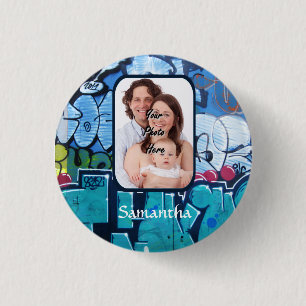 Personalized graffiti pinback button