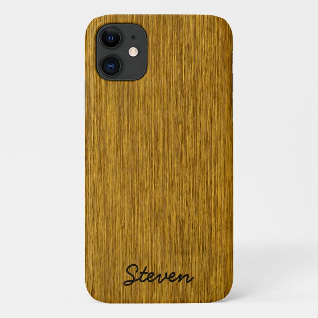 Personalized Grainy Golden Wood Case-Mate iPhone Case (Back)