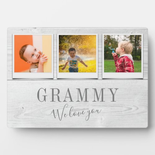 Personalized Grammy Grandchildren 3 Photo Collage Plaque