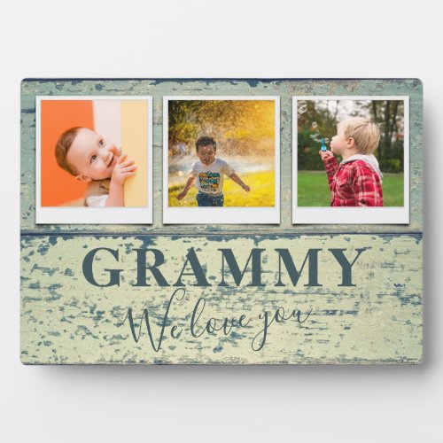 Personalized Grammy Grandchildren 3 Photo Collage  Plaque