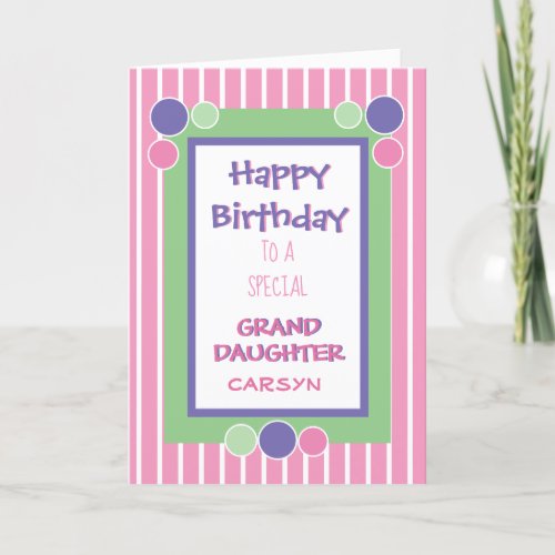 Personalized Grand daughter birthday greeting card