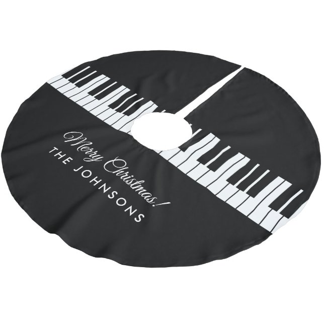 Personalized grand piano keys Christmas Holiday Brushed Polyester Tree Skirt (Angled)