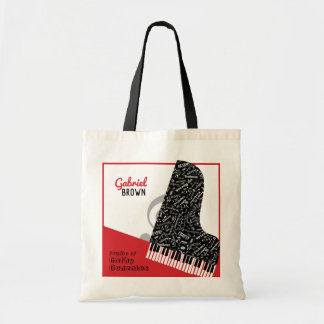 Personalized Grand Piano Student Teacher Red Tote Bag