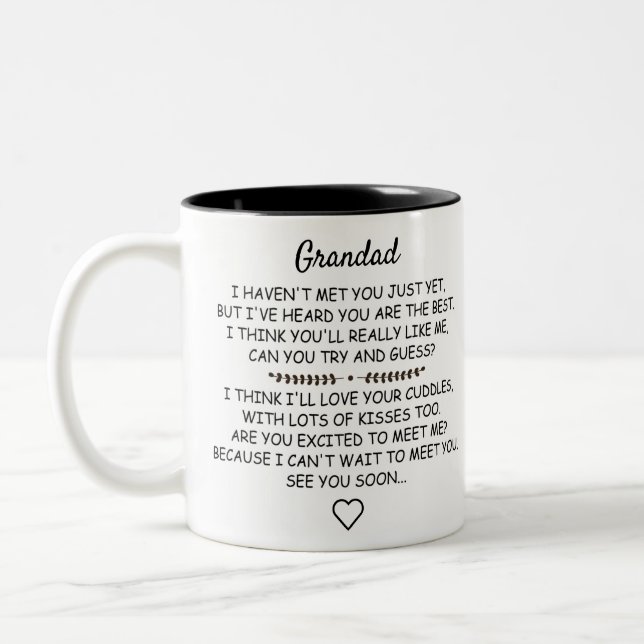 Personalized Grandad To Be from Bump Christmas Two-Tone Coffee Mug (Left)
