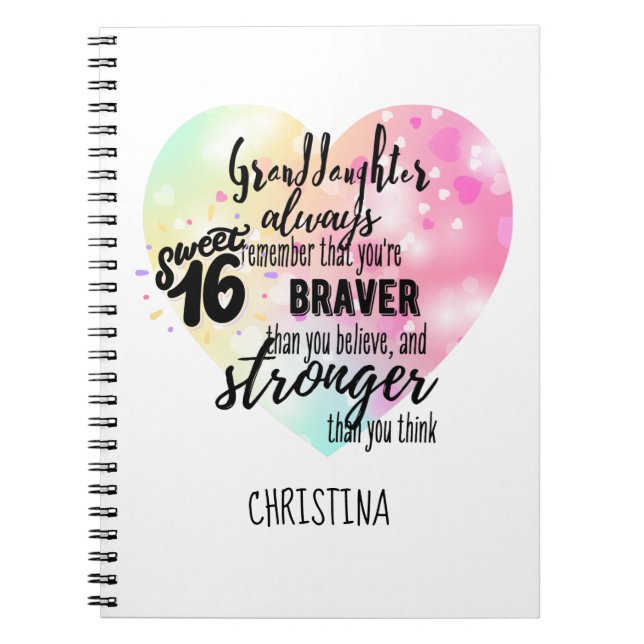 Personalized GRANDAUGHTER Gifts | Cute Quotes Fun  Notebook (Front)