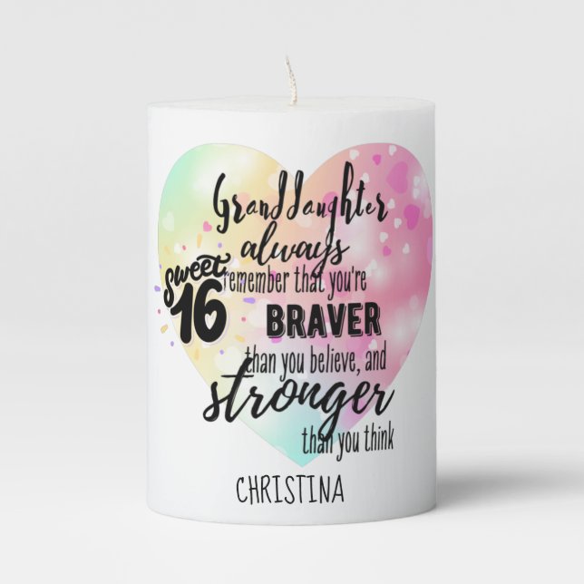Personalized GRANDAUGHTER Gifts | Cute Quotes Fun  Pillar Candle (Front)