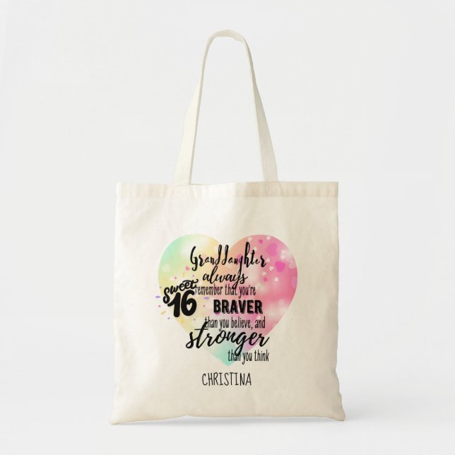 Personalized GRANDAUGHTER Gifts | Cute Quotes Fun  Tote Bag (Front)