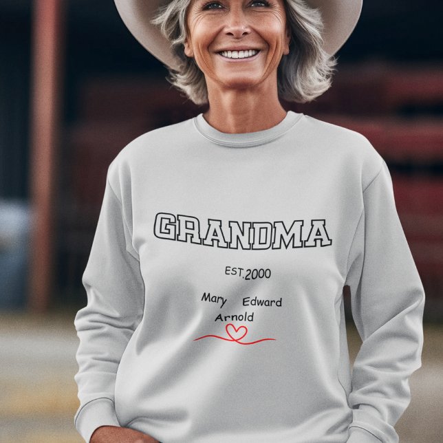 Personalized grandchildren name and year "Grandma" Sweatshirt (Creator Uploaded)