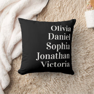 Personalized Grandchildren Names   black & white  Throw Pillow