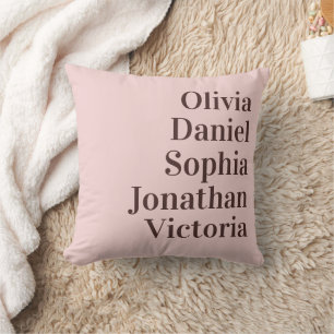 Personalized Grandchildren Names Blush Pink Throw Pillow