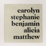 Personalized Grandchildren Names | Cream and Black Jigsaw Puzzle<br><div class="desc">Celebrate the joy of family with this Modern Typography Personalized Grandchildren Names Jigsaw Puzzle. The sleek cream and black design highlights the names of your cherished grandchildren,  turning it into a fun,  interactive keepsake. It’s the perfect blend of modern style and heartfelt connection.</div>