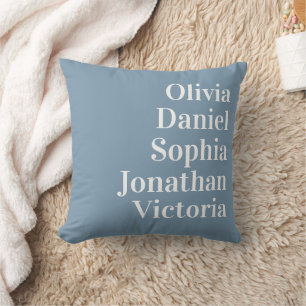 Personalized Grandchildren Names Dusty Blue Throw Pillow