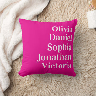 Personalized Grandchildren Names   Hot pink  Throw Pillow