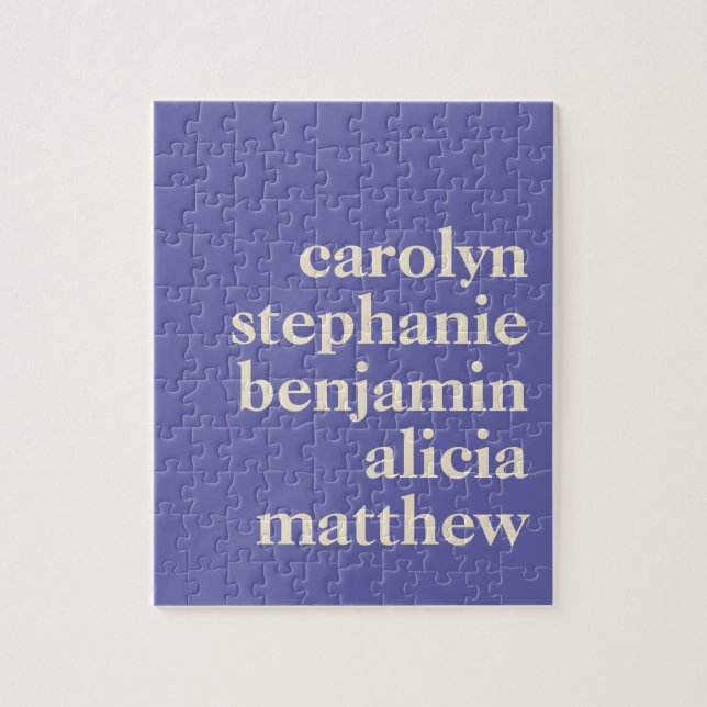 Personalized Grandchildren Names in Purple Jigsaw Puzzle (Vertical)