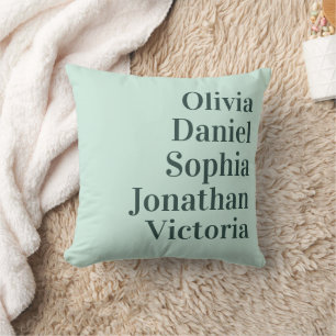Personalized Grandchildren Names   Mint Green  Throw Pillow