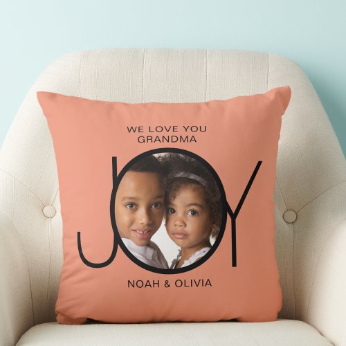 Personalized Grandchildren Names Photo Grandma Throw Pillow