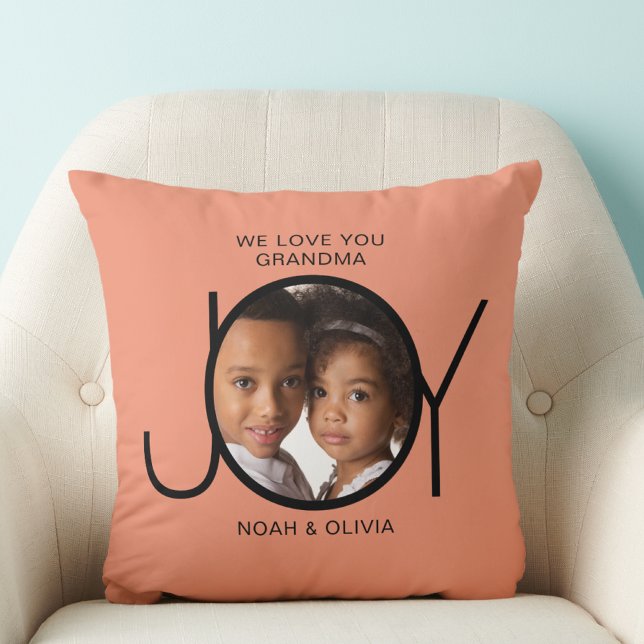 Personalized Grandchildren Names Photo Grandma Throw Pillow (Creator Uploaded)