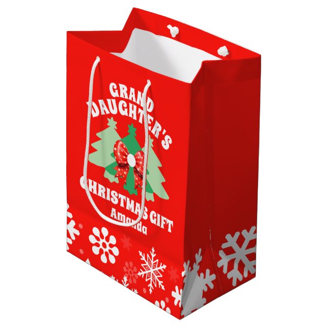 Personalized Granddaughter's Christmas Gift Medium Gift Bag (Front Angled)