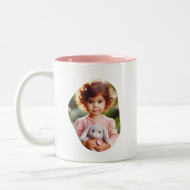 Personalized Grandkid Photo Proud Grandma Custom Two-Tone Coffee Mug (Left)