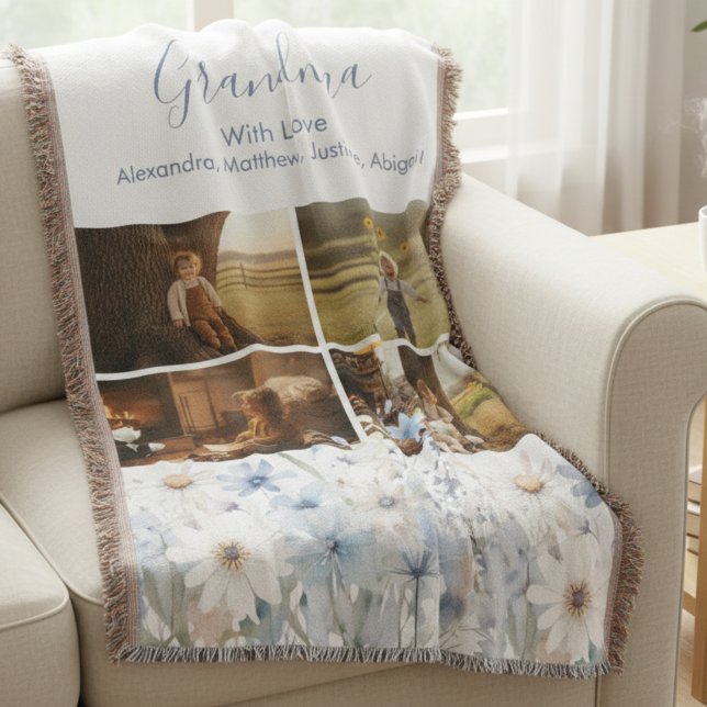 Personalized Grandkids Collage Throw Blanket (Personalized Grandchildren Collage Throw blanket for Grandma)