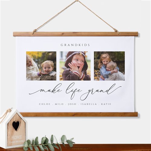 Personalized Grandkids Make Life Grand Photo Hanging Tapestry