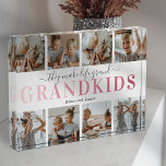 Personalized Grandkids Photo Block<br><div class="desc">Create your own grandchildren photo block using this template thats features 8 family pictures,  the saying 'they make life grand',  the word 'grandkids' in a cute pink gradient font,  and their names.</div>