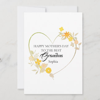 Personalized Grandm Name Mother’s Day Floral Heart Card