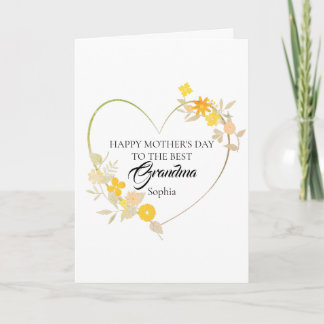 Personalized Grandm Name Mother’s Day Floral Heart Card
