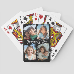Personalized Grandma 4 Photo Grandkids Gift Poker Cards
