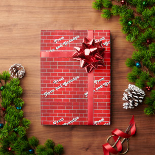 Personalized Grandma and Grandpa Brick Christmas Wrapping Paper