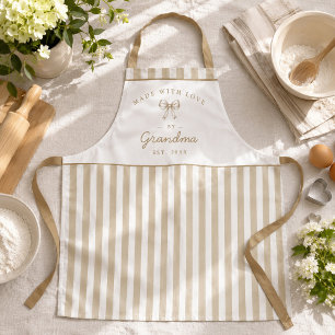 Personalized Grandma Cream Striped Baking Gift Apron