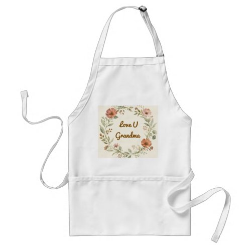 Personalized Grandma Custom Floral Wreath Gift Adult Apron
