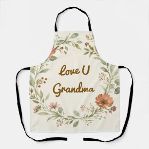 Personalized Grandma Custom Floral Wreath Gift Apron