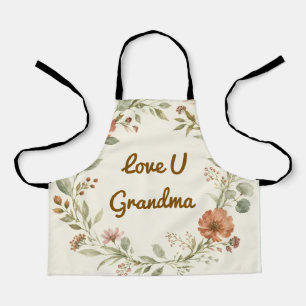 Personalized Grandma Custom Floral Wreath Gift Apron