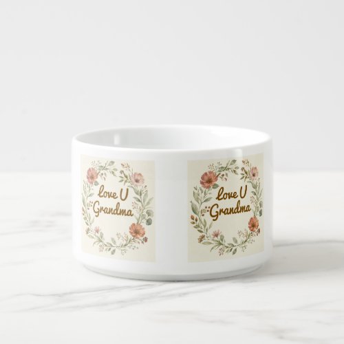 Personalized Grandma Custom Floral Wreath Gift Bowl