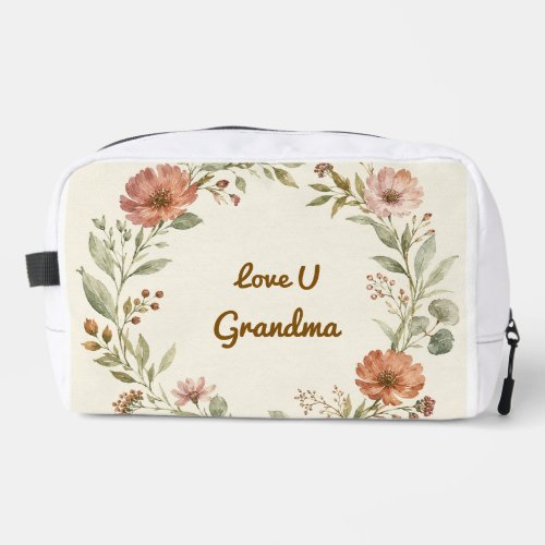 Personalized Grandma Custom Floral Wreath Gift Dopp Kit